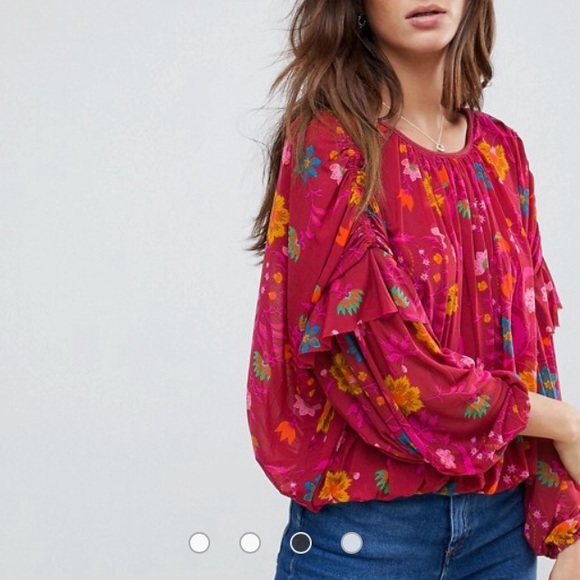 Free People Wildflower Honey Top Blouse Berry S - Picture 2 of 4